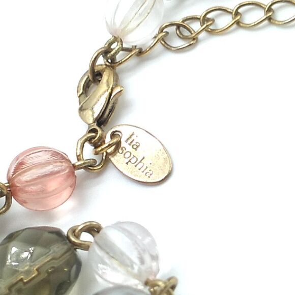 Lia Sophia BEAUJOLAIS Necklace Long Acrylic & Resin Beads Gold-tone Chain Retire - Picture 3 of 15